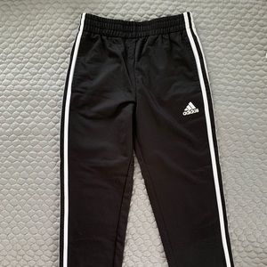 Adidas boys M tapered leg, three stripe pants